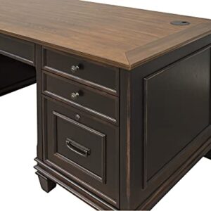 Martin Furniture Hartford Double Pedestal Shaped Desk, Brown - Fully Assembled