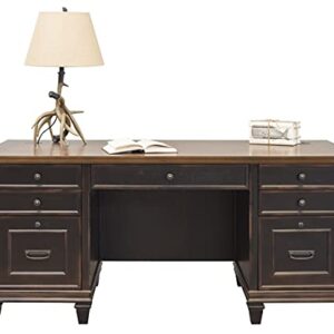 Martin Furniture Hartford Double Pedestal Shaped Desk, Brown - Fully Assembled