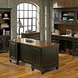 Martin Furniture Hartford Double Pedestal Shaped Desk, Brown - Fully Assembled