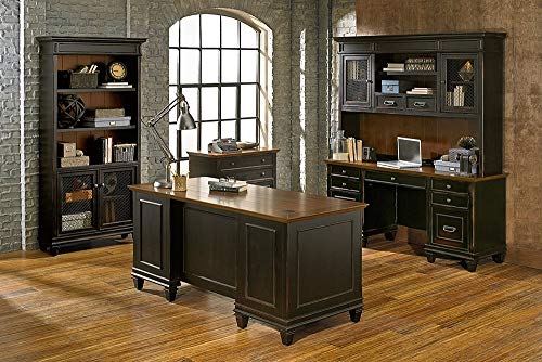 Martin Furniture Hartford Double Pedestal Shaped Desk, Brown - Fully Assembled