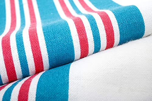 Linteum Textile (3-Pack, 30x40 in) Receiving Hospital Baby Blankets, 100% Cotton, Classic White w/Blue & Pink Stripes