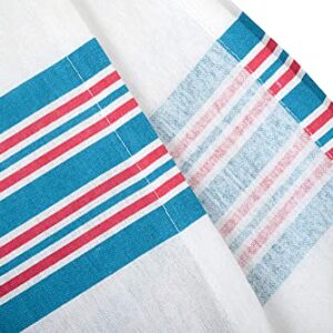 Linteum Textile (3-Pack, 30x40 in) Receiving Hospital Baby Blankets, 100% Cotton, Classic White w/Blue & Pink Stripes