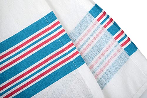 Linteum Textile (3-Pack, 30x40 in) Receiving Hospital Baby Blankets, 100% Cotton, Classic White w/Blue & Pink Stripes