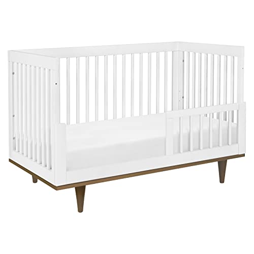 DaVinci Marley 3-in-1 Convertible Crib in White Finish and Walnut Legs, Greenguard Gold Certified