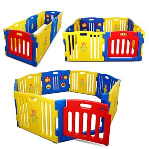 kidzone baby playpen kids 8 panel safety play center yard home indoor outdoor pen play pen children activity (blue)