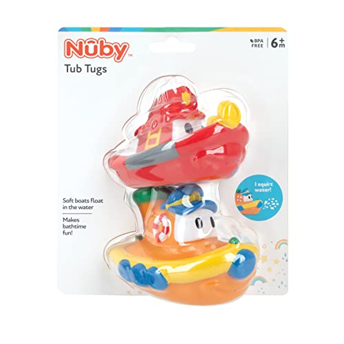 Nuby 2-Pack Tub Tugs Floating Boat Bath Toys, Colors May Vary, (Pack of 2)