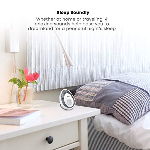 Homedics White Noise Sound Machine, Small Travel Sound Machine with 4 Relaxing Nature Sounds, Portable Sound Therapy for Home, Office, Nursery, Auto-Off Timer, By Homedics