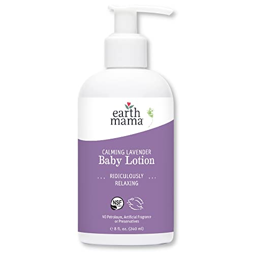 Earth Mama Calming Lavender Baby Lotion | Nourishing Organic Calendula + Rooibos for Sensitive Skin, 8 Fl Oz