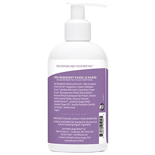 Earth Mama Calming Lavender Baby Lotion | Nourishing Organic Calendula + Rooibos for Sensitive Skin, 8 Fl Oz