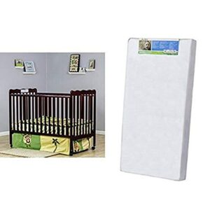 dream on me classic 2 in 1 convertible stationary side crib, cherry and 4" full size foam crib and toddler bed mattress