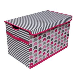bacati elephants storage toy chest, pink/fuschia/grey (epgstc)