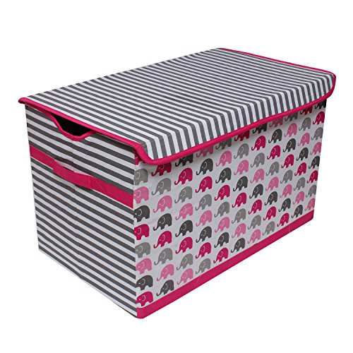 Bacati Elephants Storage Toy Chest, Pink/Fuschia/Grey (EPGSTC)