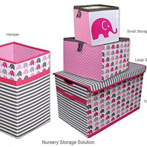 Bacati Elephants Storage Toy Chest, Pink/Fuschia/Grey (EPGSTC)