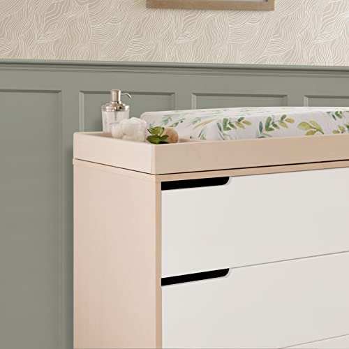 Babyletto Hudson 3-Drawer Changer Dresser with Removable Changing Tray in Washed Natural and White, Greenguard Gold Certified