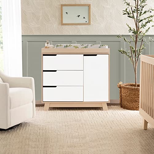 Babyletto Hudson 3-Drawer Changer Dresser with Removable Changing Tray in Washed Natural and White, Greenguard Gold Certified