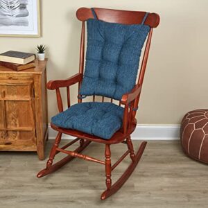 the gripper twill jumbo xl non-slip rocking chair cushion set with thick padding, includes seat pad & back pillow with ties for indoor living room rocker, 17x17 inches, 2 piece set, sapphire