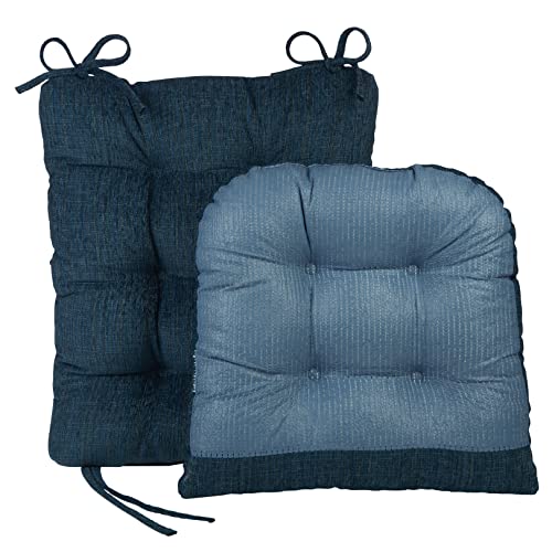 The Gripper Twill Jumbo XL Non-Slip Rocking Chair Cushion Set with Thick Padding, Includes Seat Pad & Back Pillow with Ties for Indoor Living Room Rocker, 17x17 Inches, 2 Piece Set, Sapphire