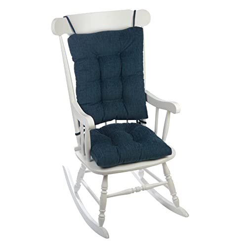 The Gripper Twill Jumbo XL Non-Slip Rocking Chair Cushion Set with Thick Padding, Includes Seat Pad & Back Pillow with Ties for Indoor Living Room Rocker, 17x17 Inches, 2 Piece Set, Sapphire