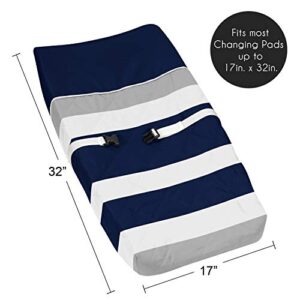 Baby Changing Pad Cover for Navy and Gray Stripe Collection