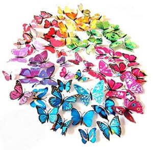 elecmotive 72 pcs 6 packs beautiful 3d butterfly wall decals removable diy home decorations art decor wall stickers & murals for babys bedroom tv background living room (72 pcs in 6 colors)