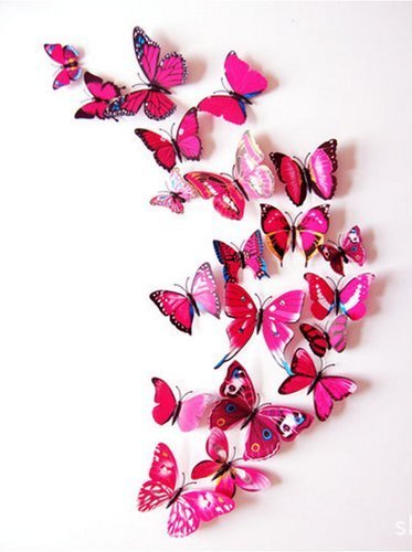 ElecMotive 72 Pcs 6 Packs Beautiful 3D Butterfly Wall Decals Removable DIY Home Decorations Art Decor Wall Stickers & Murals for Babys Bedroom TV Background Living Room (72 pcs in 6 Colors)