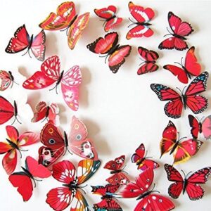 ElecMotive 72 Pcs 6 Packs Beautiful 3D Butterfly Wall Decals Removable DIY Home Decorations Art Decor Wall Stickers & Murals for Babys Bedroom TV Background Living Room (72 pcs in 6 Colors)