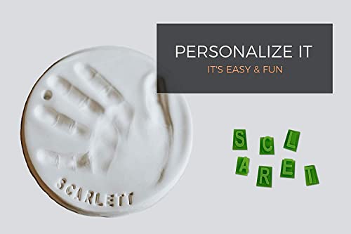Baby Handprint Footprint Keepsake Ornament Kit (Makes 2) - Bonus Stencil for Personalized Christmas, Newborn, New Mom & Shower Gifts. 2 Easels! Non-Toxic Clay, Air-Dries Light & Soft, Won't Crack.
