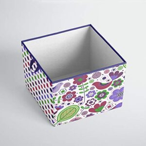 Bacati - Storage Tote (Large 14 x 14 x 10 inches, Botanical Purple)