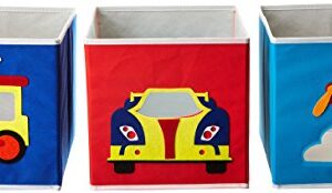 Paylak SCR641 Kids Storage Organizer Bins Fabric Set of 3 Train Plane Car