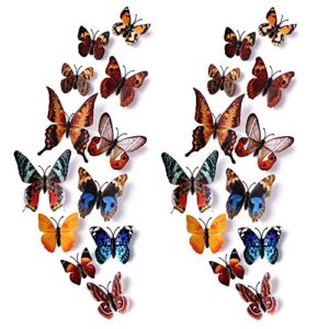amaonm® 24pcs 3d vivid special man-made lively butterfly art diy decor wall stickers decals nursery decoration, bathroom décor, office décor, 3d wall art, 3d crafts for wall art kids room bedroom