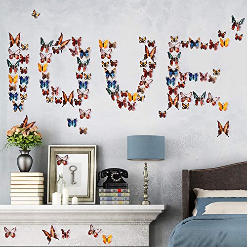 Amaonm® 24pcs 3D Vivid Special Man-Made Lively Butterfly Art DIY Decor Wall Stickers Decals Nursery Decoration, Bathroom Décor, Office Décor, 3D Wall Art, 3D Crafts for Wall Art Kids Room Bedroom