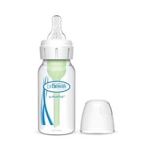 dr. brown’s anti-colic options+ narrow baby bottle, 0m+ level 1 nipple - baby bottle to reduce colic (1 pack), 4 oz