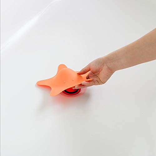 Boon STAR Starfish Shaped Toddler Bath Tub and Sink Drain Cover, Easy to Clean, Orange