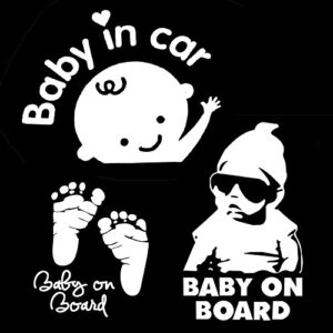 baby on board, baby in car, car window decal stickers - 3 pack