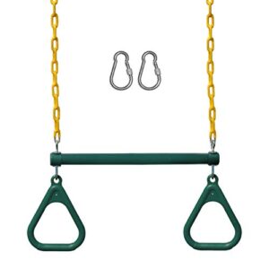 jungle gym kingdom swing sets for backyard, monkey bars & swingset accessories - set includes 18" trapeze swing bar & 48" heavy duty chain with locking carabiners - outdoor play equipment (green)