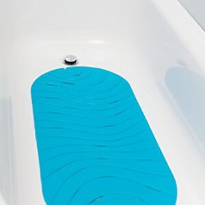 Boon B11192 RIPPLE Textured Non Slip Baby Bath Tub Mat with Hanging Hook and Drain Holes, Blue