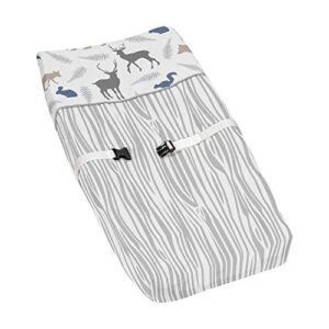 sweet jojo designs baby changing pad cover for blue grey and white woodland animals collection