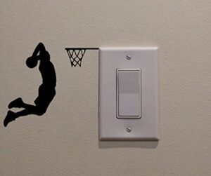 yingkai two handed slam dunk basketball player dunking on light switch decal vinyl wall decal sticker art living room carving wall decal sticker for kids room home window decoration