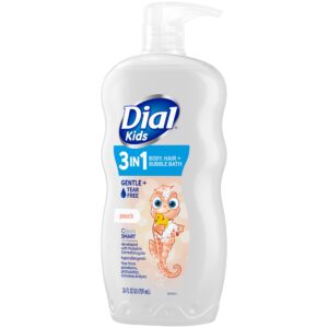 Dial Kids 3-in-1 Body + Hair + Bubble Bath, Peach, 24 fl oz (Pack of 4)