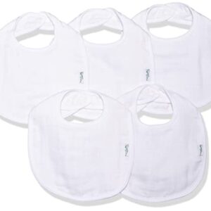 Green Sprouts Muslin Bibs Made from Organic Cotton| 4 Absorbent Layers Protect from sniffles, Drips, & drools | 100% Organic Cotton Muslin, Adjustable snap Closure, Machine Washable,5 Count