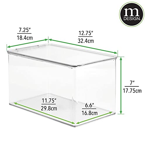 mDesign Plastic Stackable Toy Storage Bin Container Box, Hinge Lid for Organizing Living Room, Play Room, Bedroom, Nursery, Hold Blocks, Puzzles, Books, Lumiere Collection, Clear