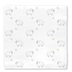 SwaddleDesigns Cotton Muslin Swaddle Blanket, Receiving Blanket for Boys & Girls, Best Shower Gift, 46x46 inches, Little Lambs, Sterling