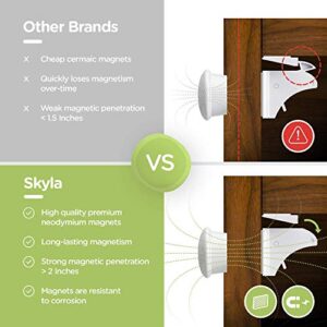 Magnetic Cabinet Locks (12-Pack 2 Keys) Baby Proofing & Child Safety by Skyla Homes - The Safest, Quickest and Easiest Multi-Purpose 3M Adhesive Child Proof Latches, No Screws or Tools Needed