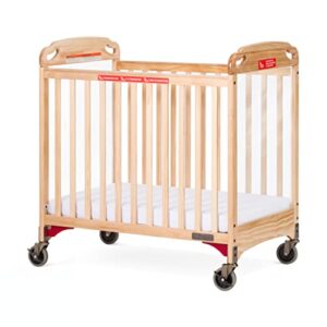 child craft safe haven daycare evacuation compact crib with casters, natural