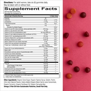 SmartyPants Women's Formula Gummy Vitamins: Gluten Free, Multivitamin, CoQ10, Folate (Methylfolate), Vitamin K2, Vitamin D3, Biotin, B12, Omega 3 DHA/EPA Fish Oil, 180 count (30 Day Supply)