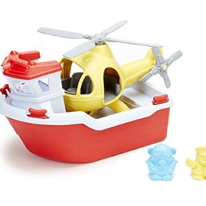Green Toys Rescue Boat with Helicopter Red, 1 EA