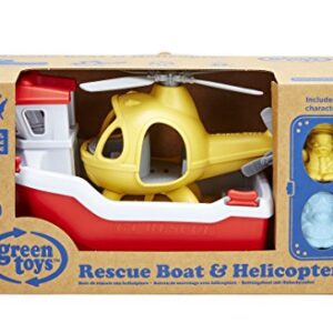 Green Toys Rescue Boat with Helicopter Red, 1 EA