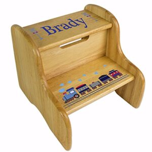 personalized wooden train step stool