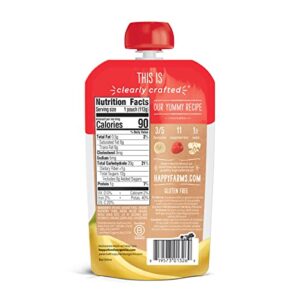 Happy Baby Organics Clearly Crafted Stage 2 Baby Food, Bananas, Raspberries & Oats, 4 Ounce Pouch (Pack of 16) packaging may vary