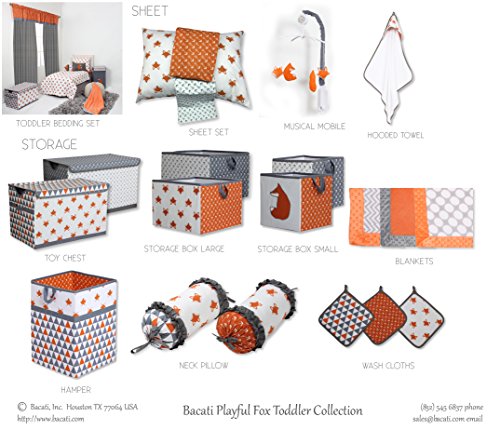 Bacati - Playful Foxes Orange Changing Pad Cover (Orange/Grey Fox with Triangles in Gussett)